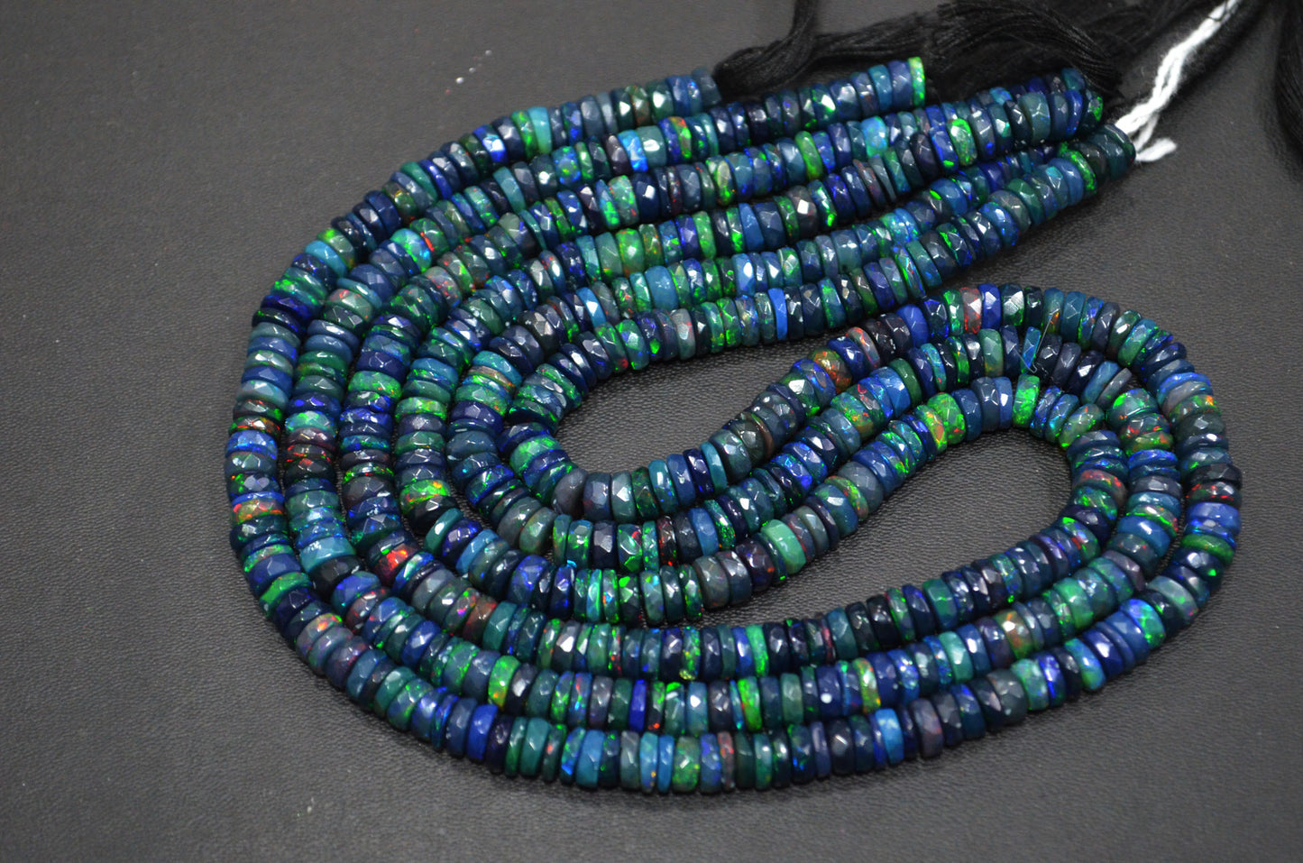 Color Play Black Ethiopian Opal Faceted Tyre Shape Beads , Sold By Strand , 6 - 6.50 mm , 16" , 19700