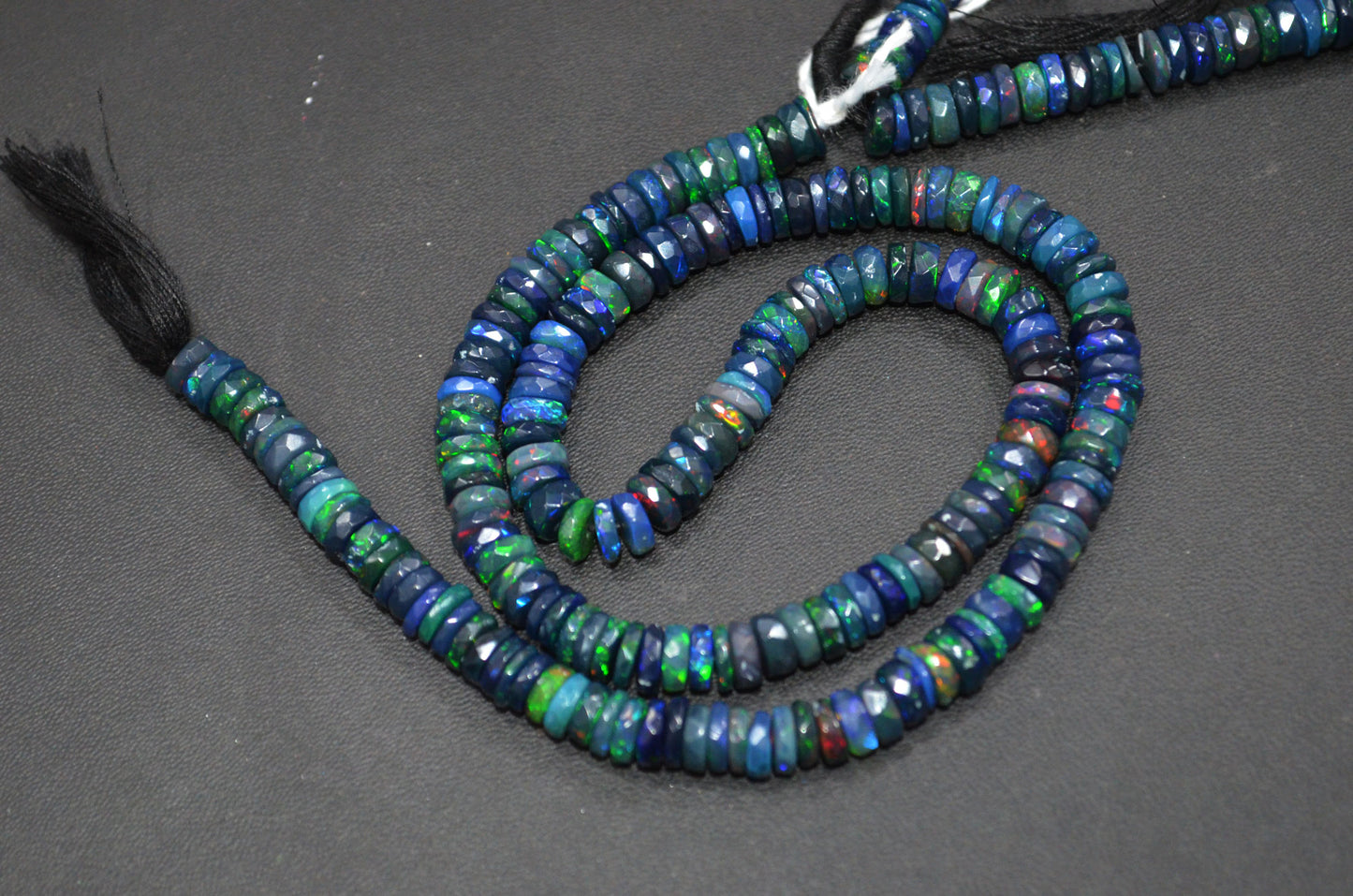 Color Play Black Ethiopian Opal Faceted Tyre Shape Beads , Sold By Strand , 6 - 6.50 mm , 16" , 19700