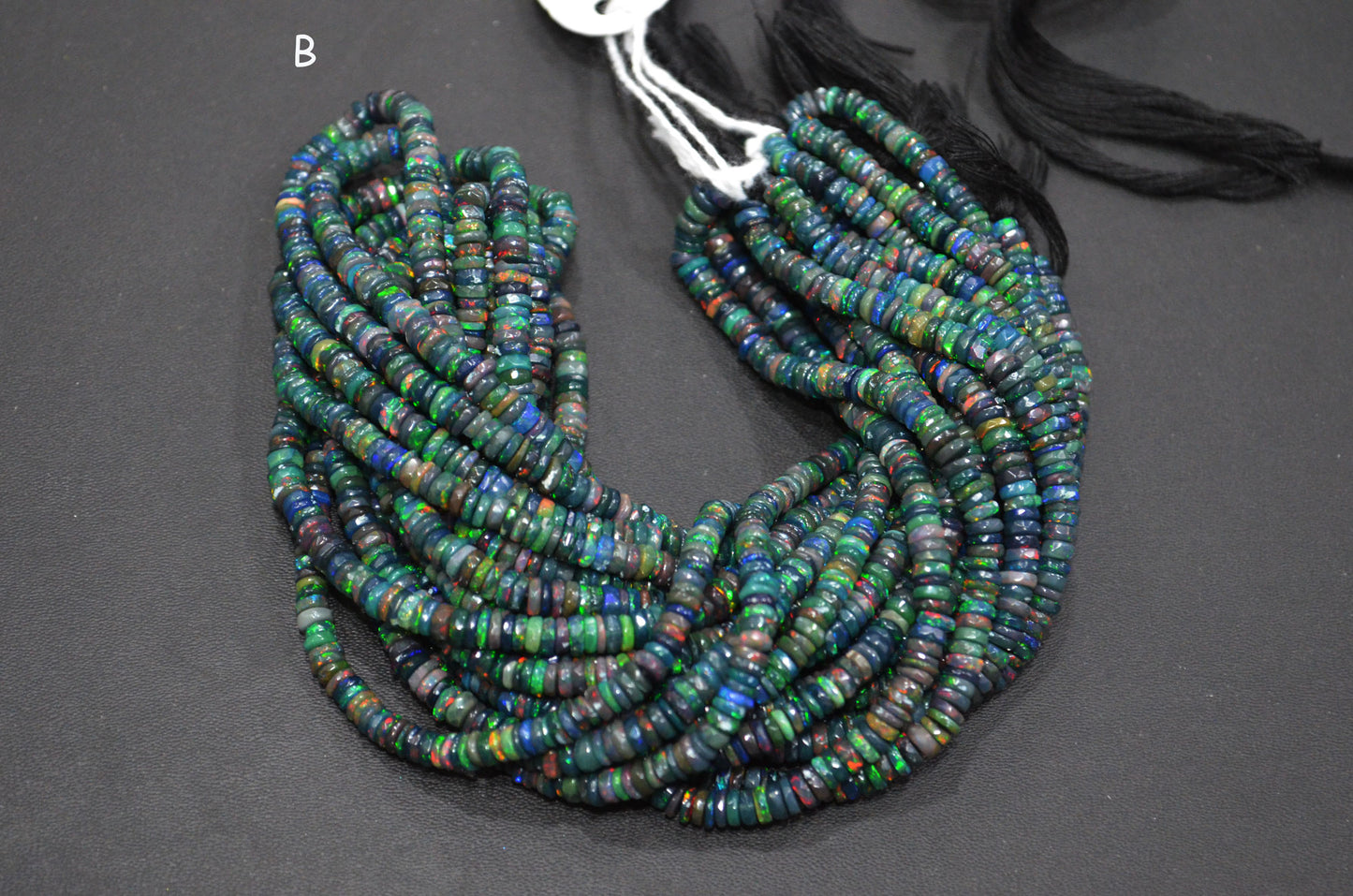 Color Play Black Ethiopian Opal Faceted Tyre Shape Beads , Sold By Strand , 4 - 5.50 mm , 16" , 19704