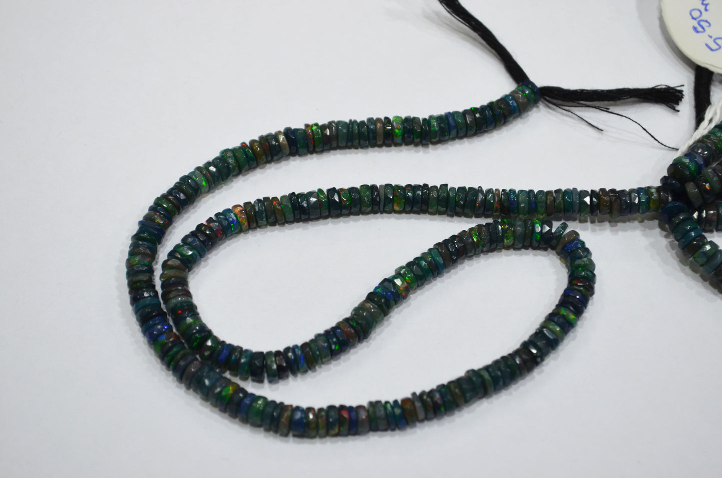 Color Play Black Ethiopian Opal Faceted Tyre Shape Beads , Sold By Strand , 4 - 5.50 mm , 16" , 19704