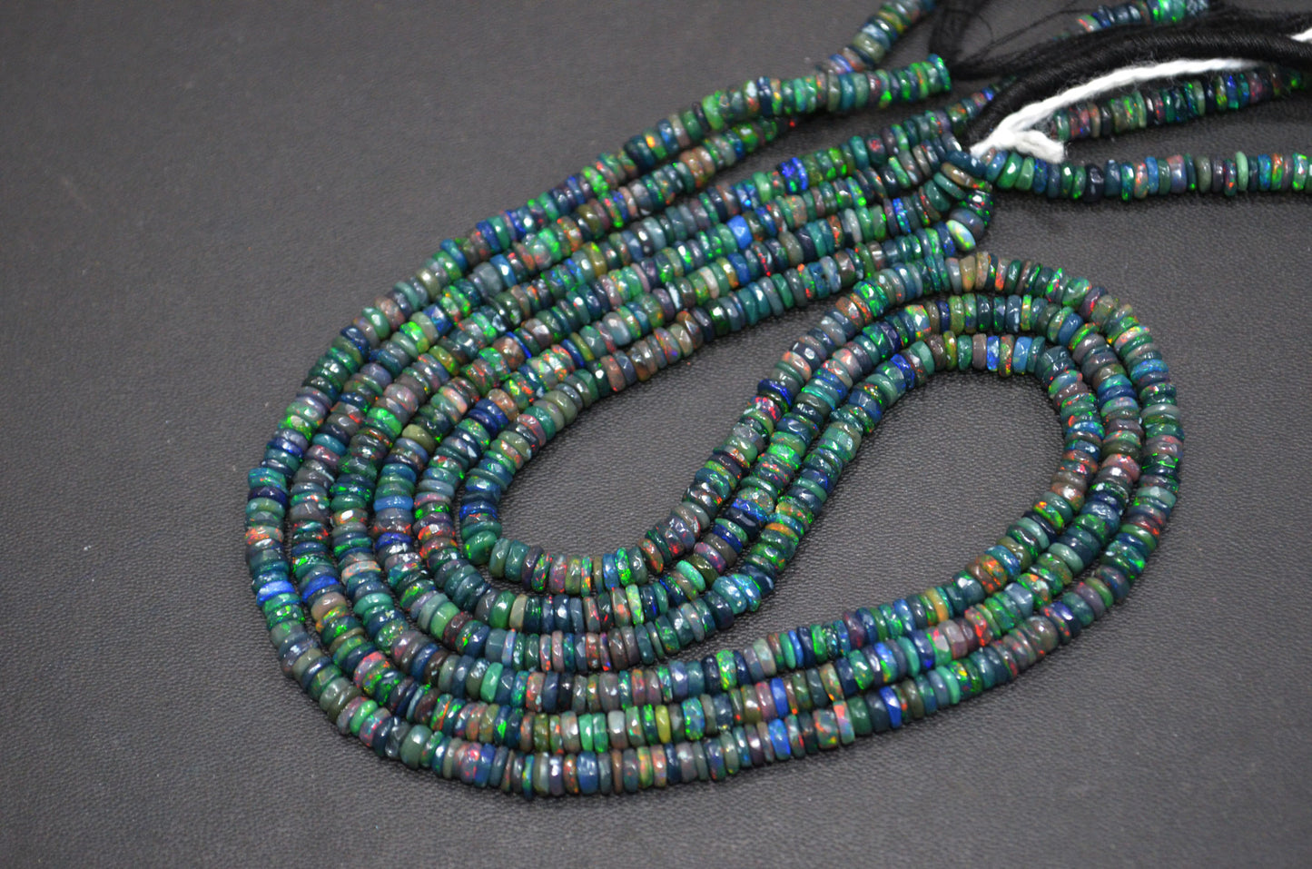 Color Play Black Ethiopian Opal Faceted Tyre Shape Beads , Sold By Strand , 4 - 5.50 mm , 16" , 19704