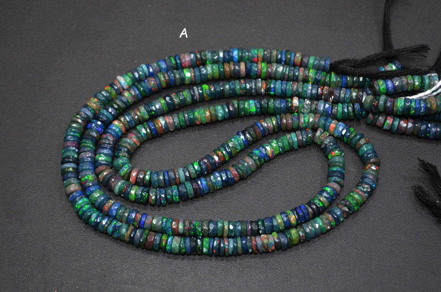 Color Play Black Ethiopian Opal Faceted Tyre Shape Beads , Sold By Strand , 4 - 5.50 mm , 16" , 19704