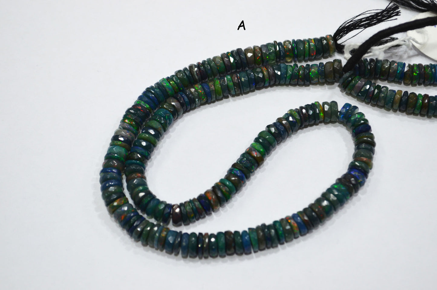 Color Play Black Ethiopian Opal Faceted Tyre Shape Beads , Sold By Strand , 6 - 7 mm , 16" , 19705