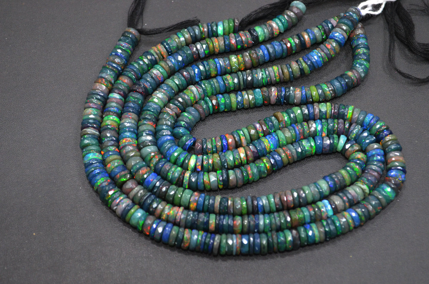 Color Play Black Ethiopian Opal Faceted Tyre Shape Beads , Sold By Strand , 6 - 7 mm , 16" , 19705