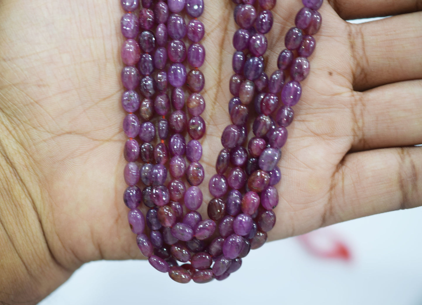 Natural Ruby Smooth Oval Nuggets Shape Beads , Sold By Strand , 5x5.50-6x7 mm , 16" , 19718