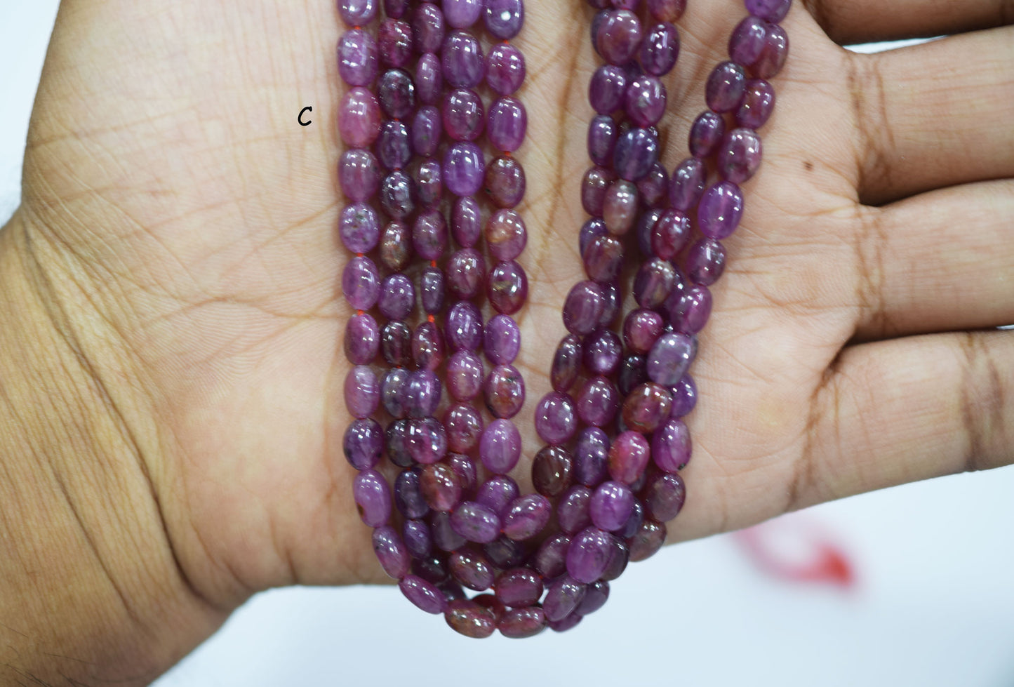 Natural Ruby Smooth Oval Nuggets Shape Beads , Sold By Strand , 5.50x6-6x8 mm , 16" , 19719