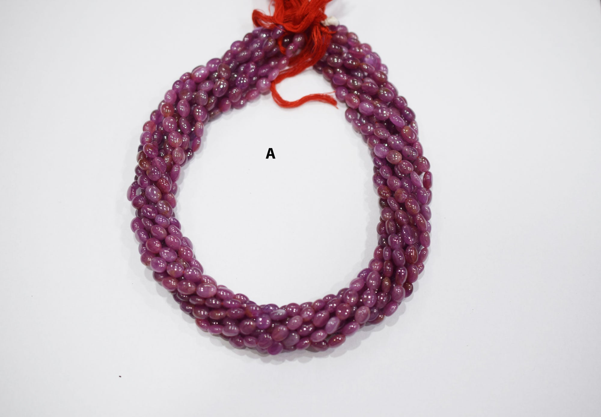 Natural Ruby Smooth Oval Nuggets Shape Beads , Sold By Strand , 5.50x6-6x8 mm , 16" , 19719