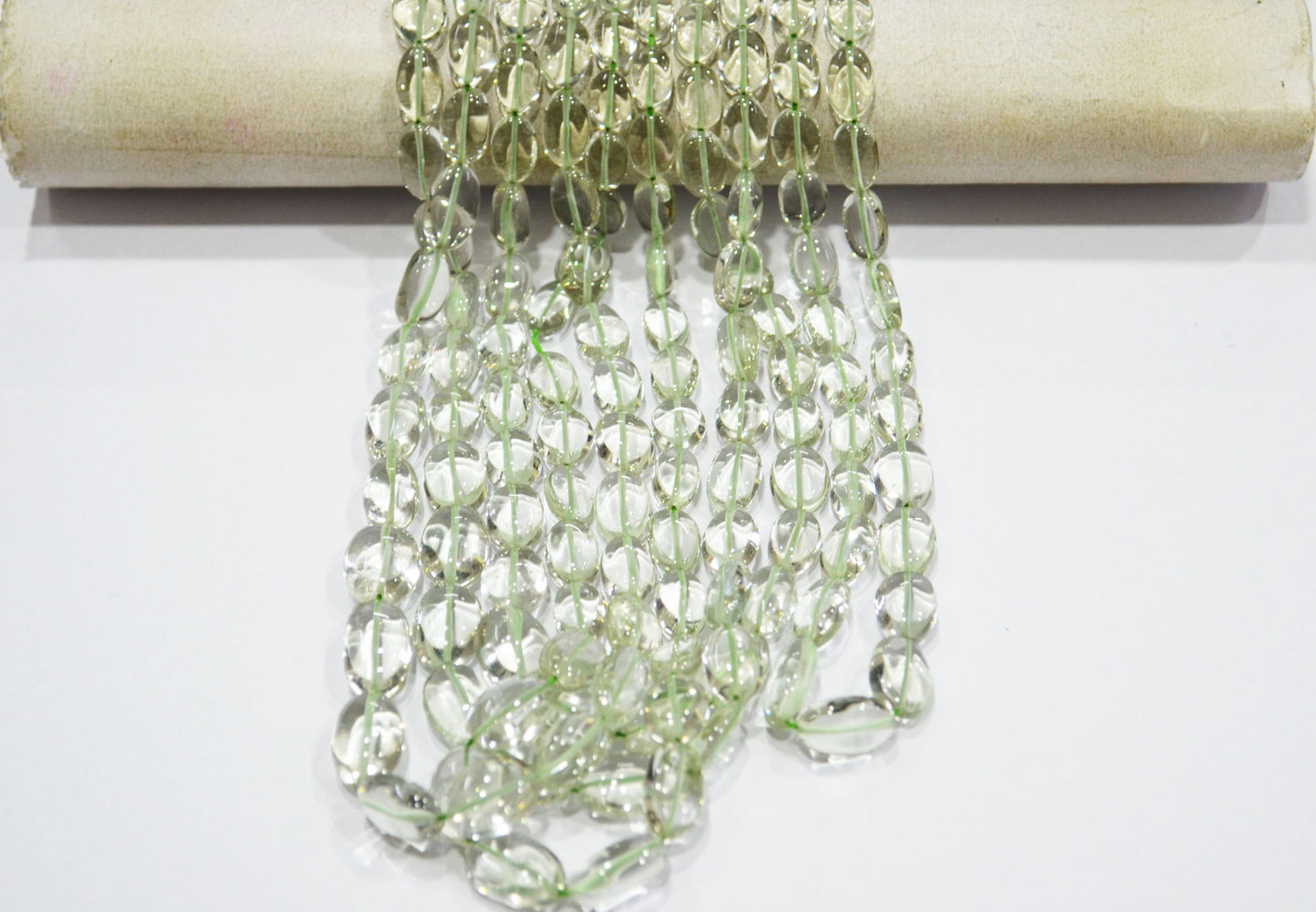 Green Amethyst Smooth Oval Shape Beads ,  Sold By Strand , 6x9-10x15 mm , 16" , 19725