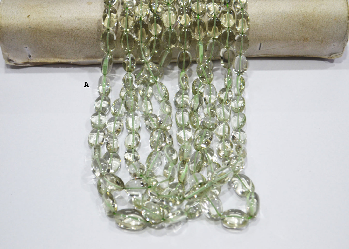 Green Amethyst Smooth Oval Shape Beads , Sold By Strand , 7x10-10x15 mm , 16" , 19728