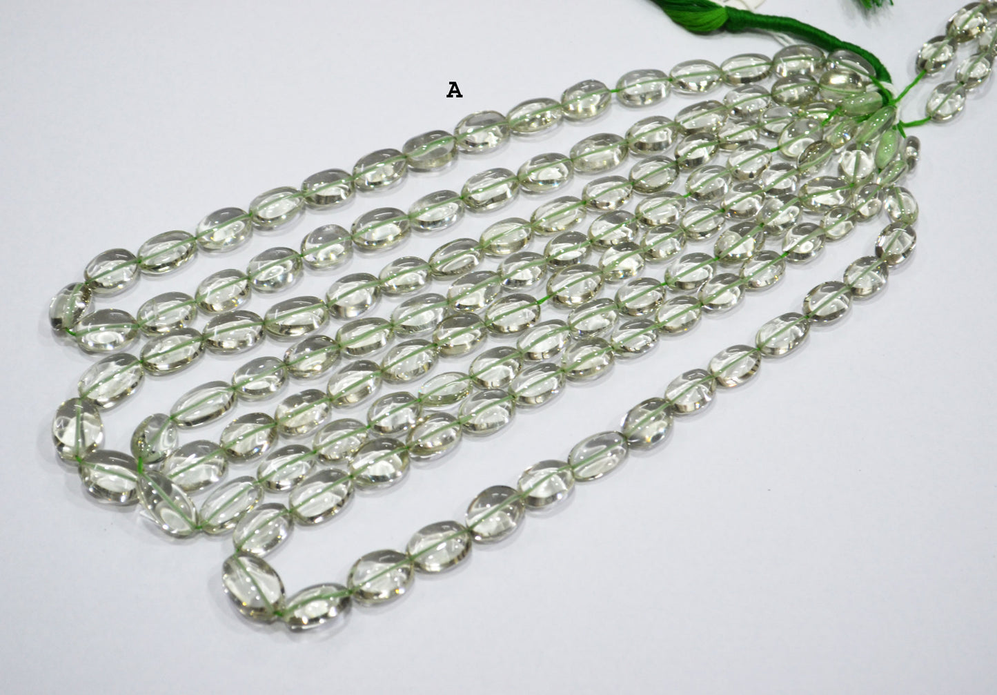 Green Amethyst Smooth Oval Shape Beads , Sold By Strand , 7x10-10x15 mm , 16" , 19728