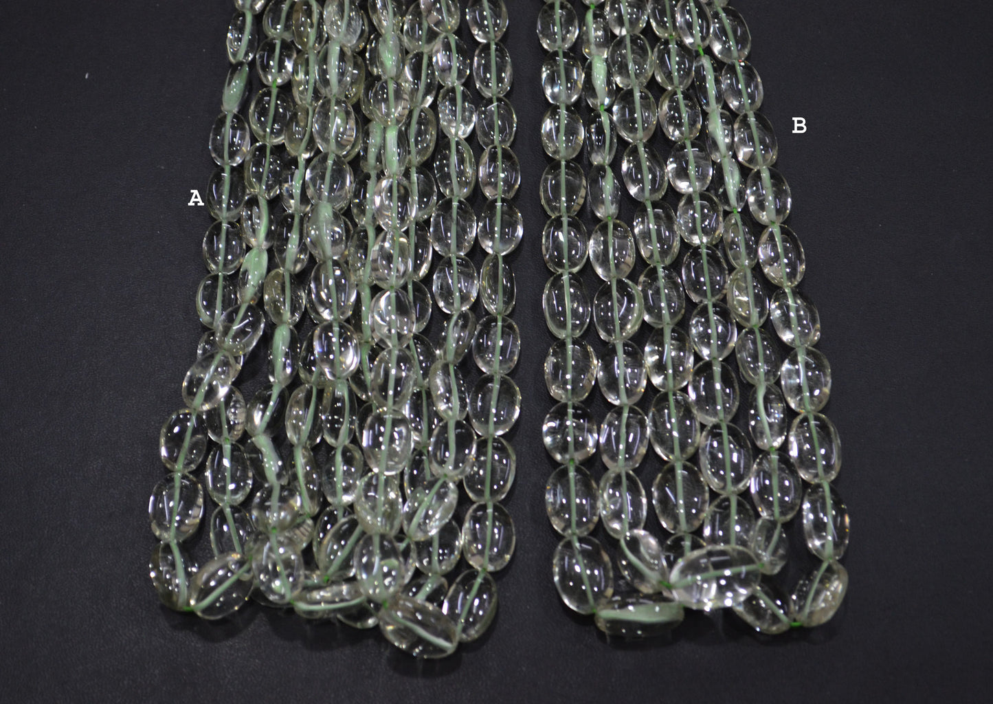 Green Amethyst Smooth Oval Shape Beads , Sold By Strand , 7x10-10x15 mm , 16" , 19728