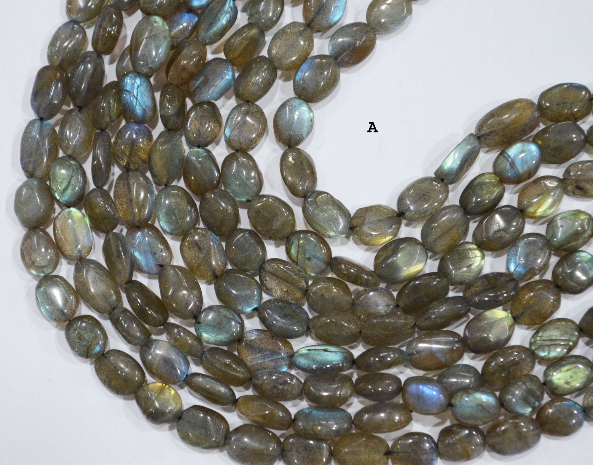 Natural Labradorite Oval Nuggets Shape Beads , Sold By Strand , 7x9-8x13 mm , 16" , 19731
