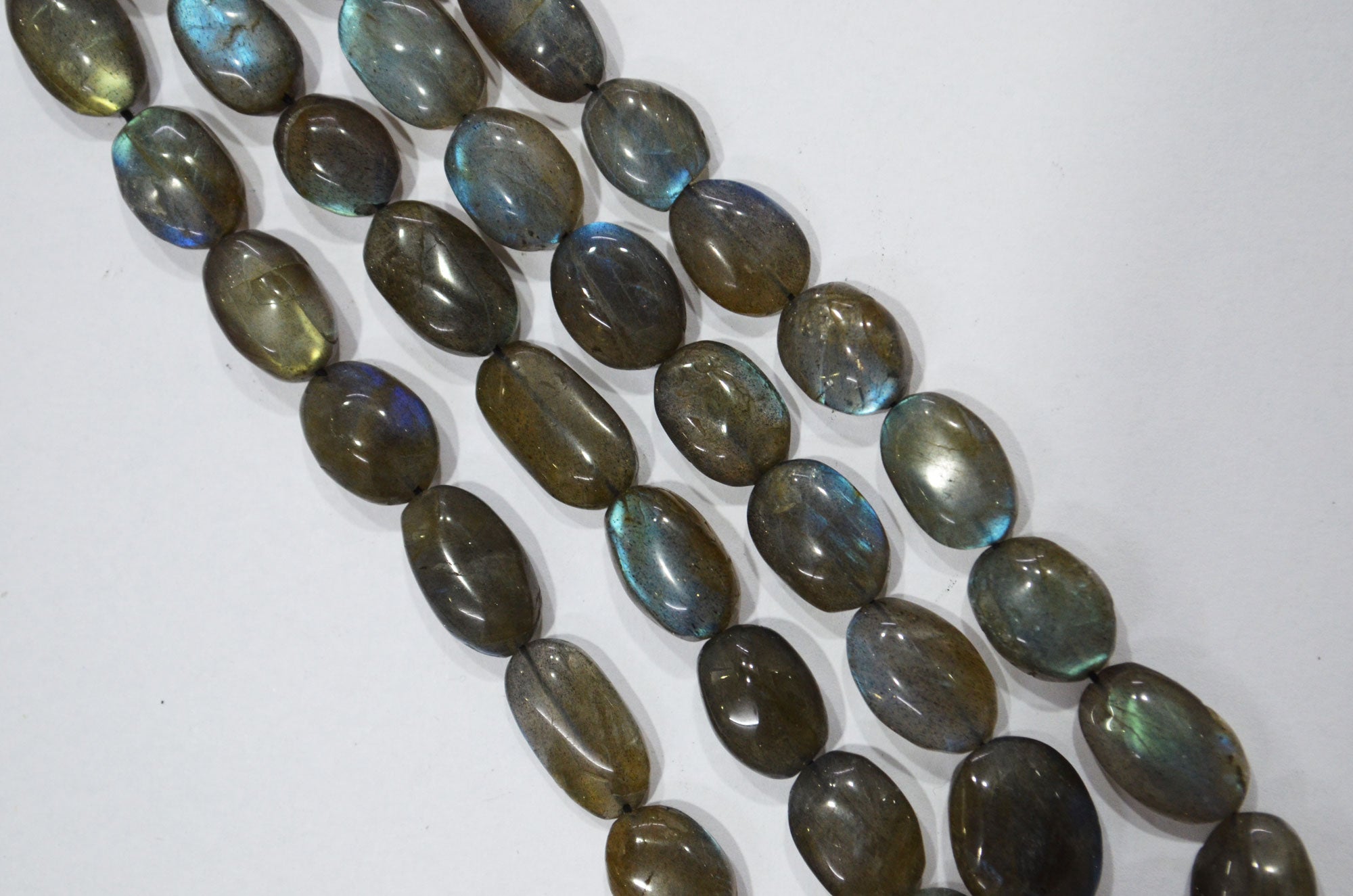 Natural Labradorite Oval Nuggets Shape Beads , Sold By Strand , 9x12 - 12x17.50  mm , 16" , 19733