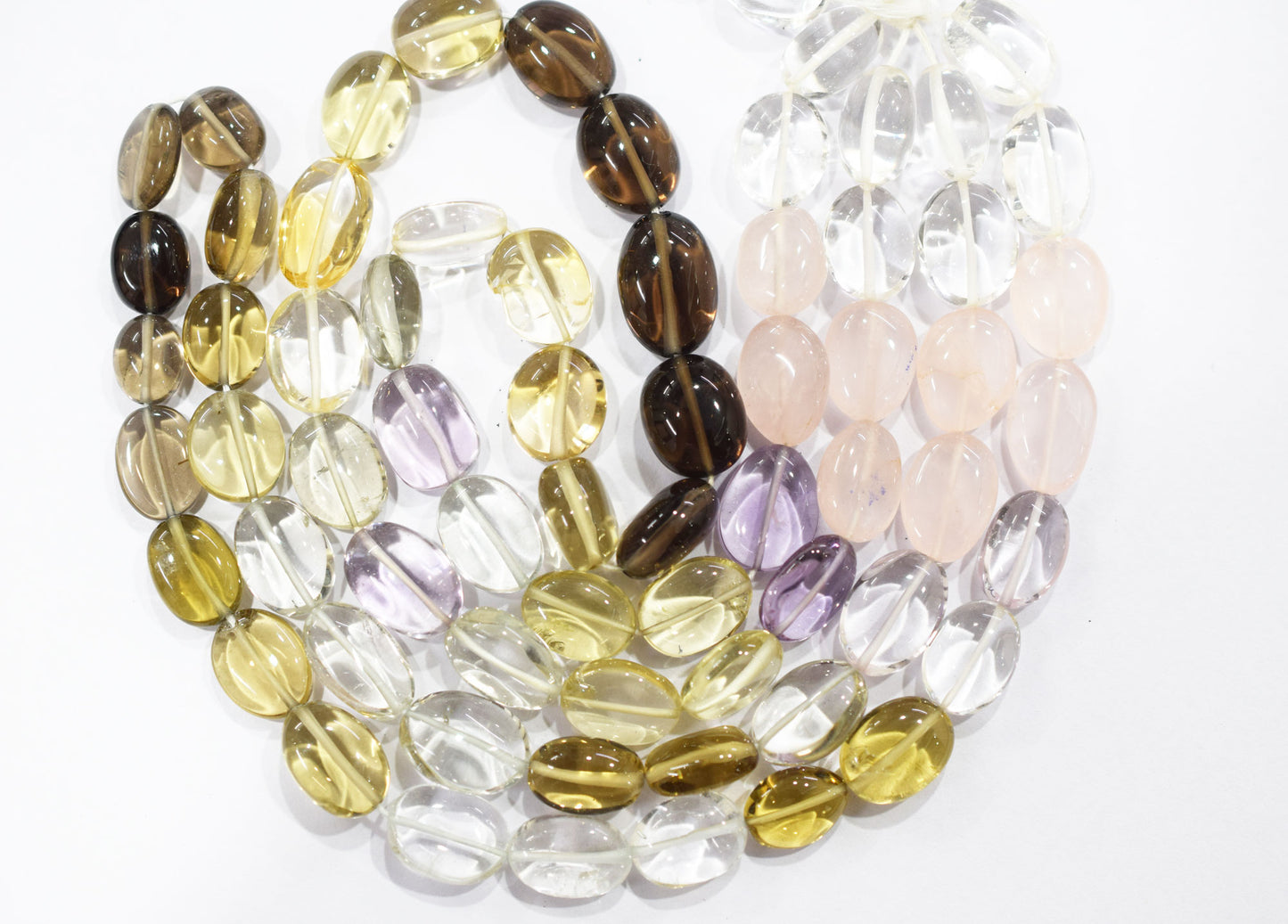 Multi Semi Precious Oval Nuggets Shape Beads , Sold By Strand ,  8x10-12x16 mm , 16", 19746