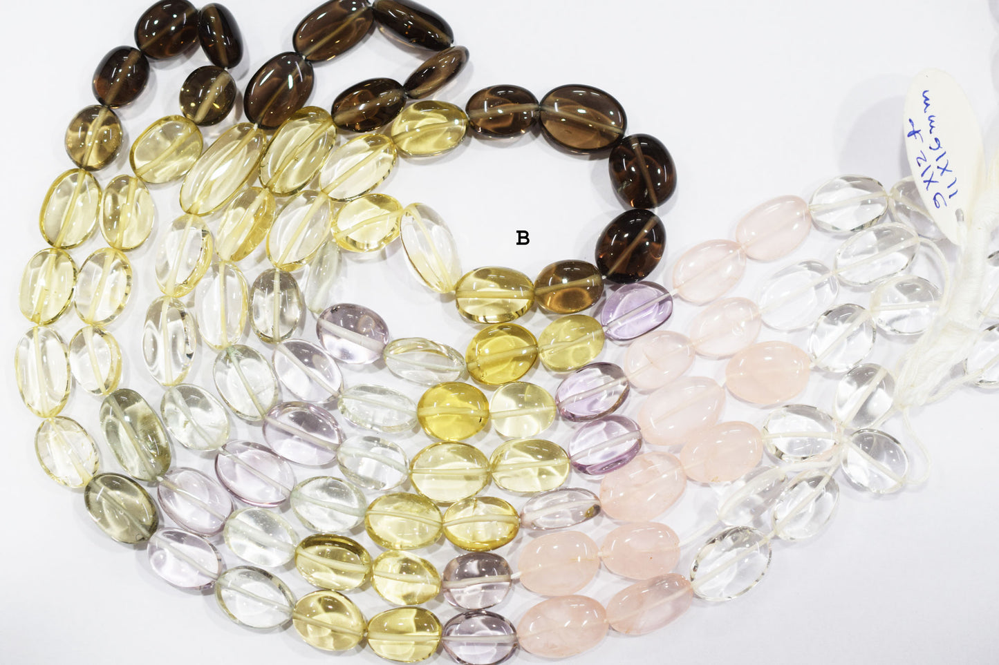 Multi Semi Precious Oval Nuggets Shape Beads , Sold By Strand , 9x12 - 10x17 mm , 19748