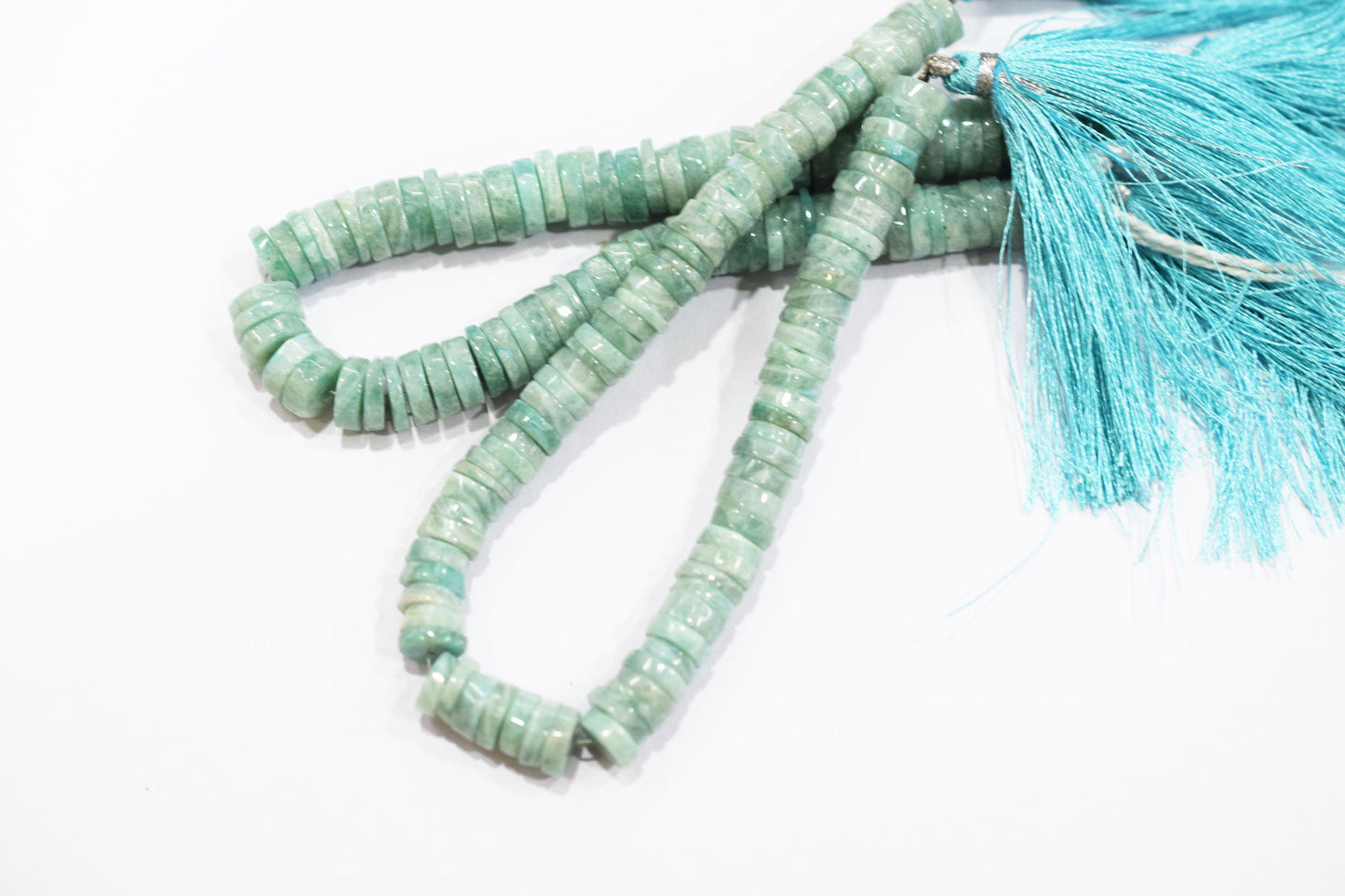 Natural Amazonite Tyre Shape Briolettes , Sold By Strand , 7 - 10.50 mm , 8" , 19757