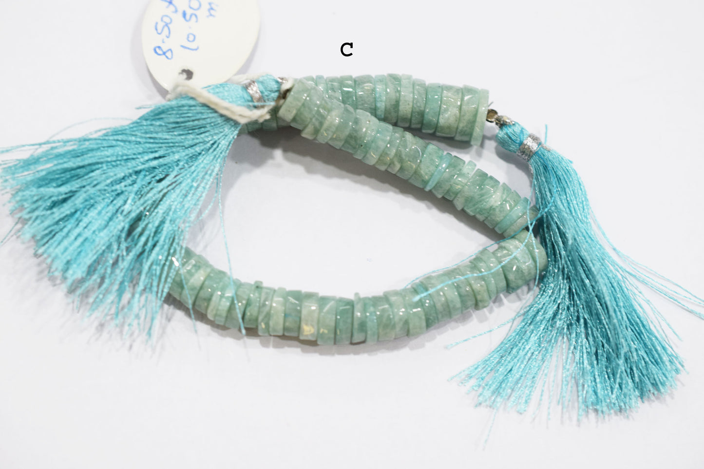 Natural Amazonite Tyre Shape Briolettes , Sold By Strand , 7 - 10.50 mm , 8" , 19757