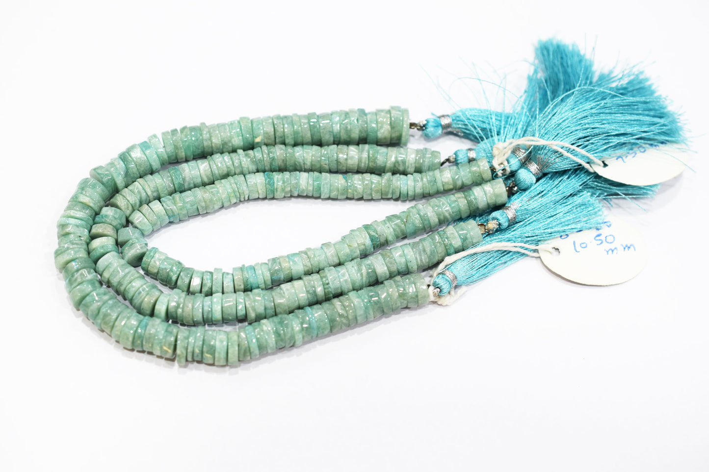 Natural Amazonite Tyre Shape Briolettes , Sold By Strand , 7 - 10.50 mm , 8" , 19757