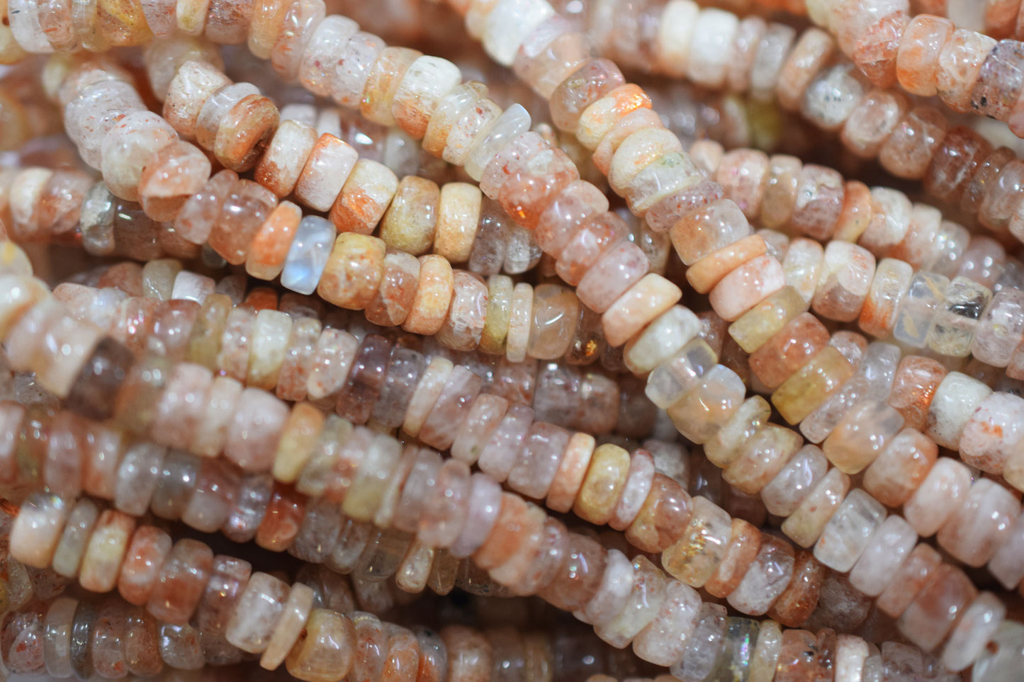 Natural Sunstone Tyre Shape Beads , Sold By Strand , 5.50 - 8 mm , 16" , 19762