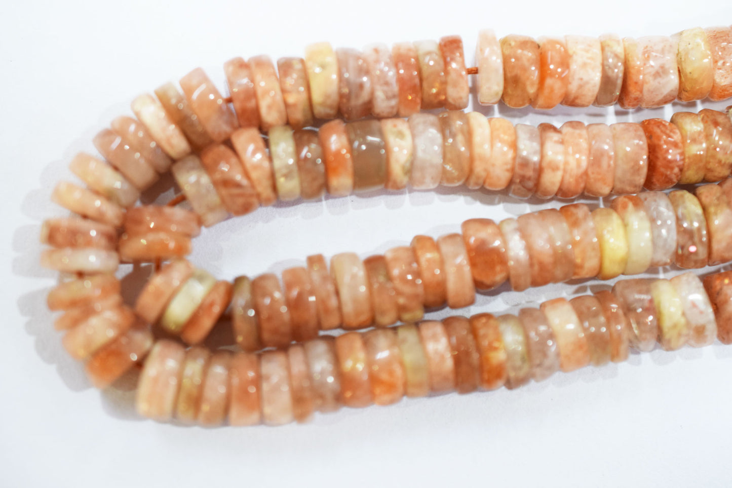 Natural Sunstone Tyre Shape Beads , Sold By Strand , 8 mm , 16" , 19763A
