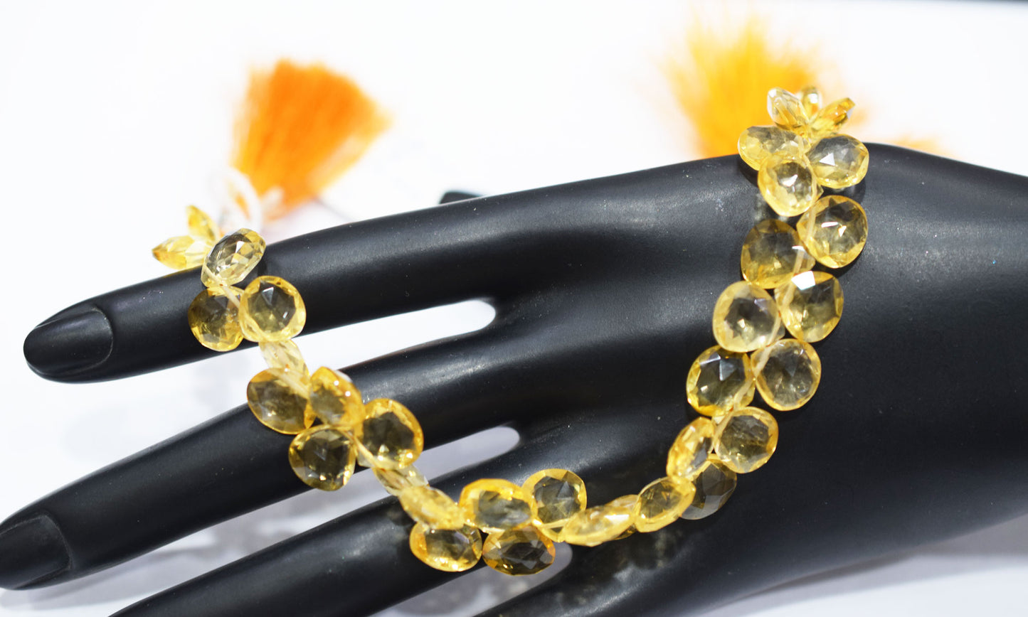 Natural Citrine Faceted Heart Shape Beads , Sold By Strand , 8.50x8.50 - 11x11 mm , 8" ,  19847