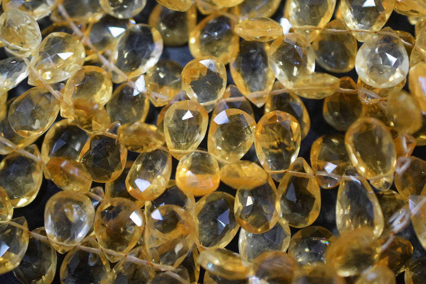 Natural Citrine Faceted Pear Shape Beads , Sold By Strand , 7x11 - 10x14.50 mm , 8" , 19850