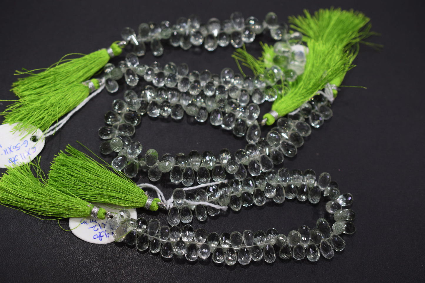 Natural Green Amethyst Tear Drops Shape Beads , Sold By Strand , 5x10 - 6x11 mm , 8" , 19852