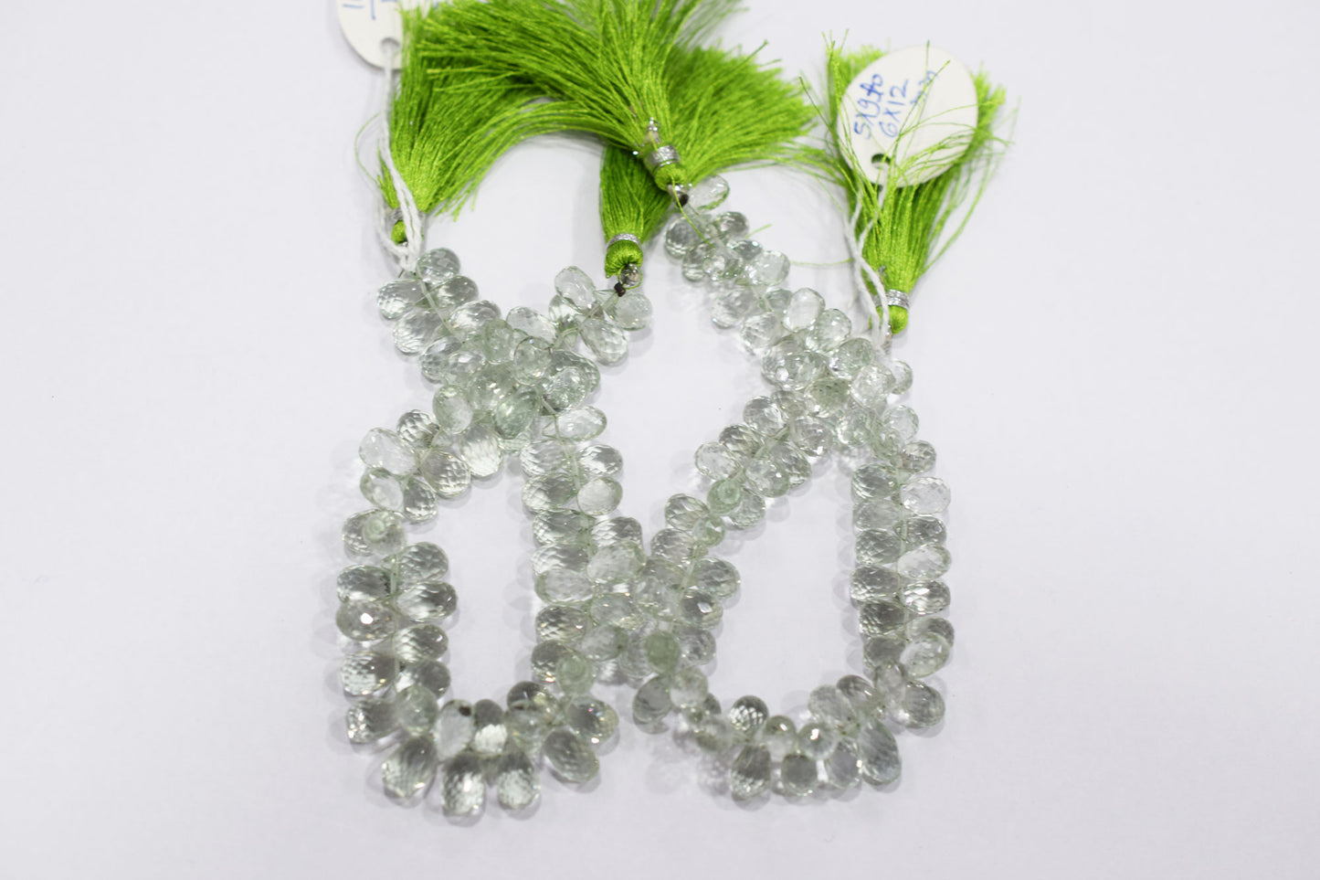 Natural Green Amethyst Tear Drops Shape Beads , Sold By Strand , 5x10 - 6x11 mm , 8" , 19852
