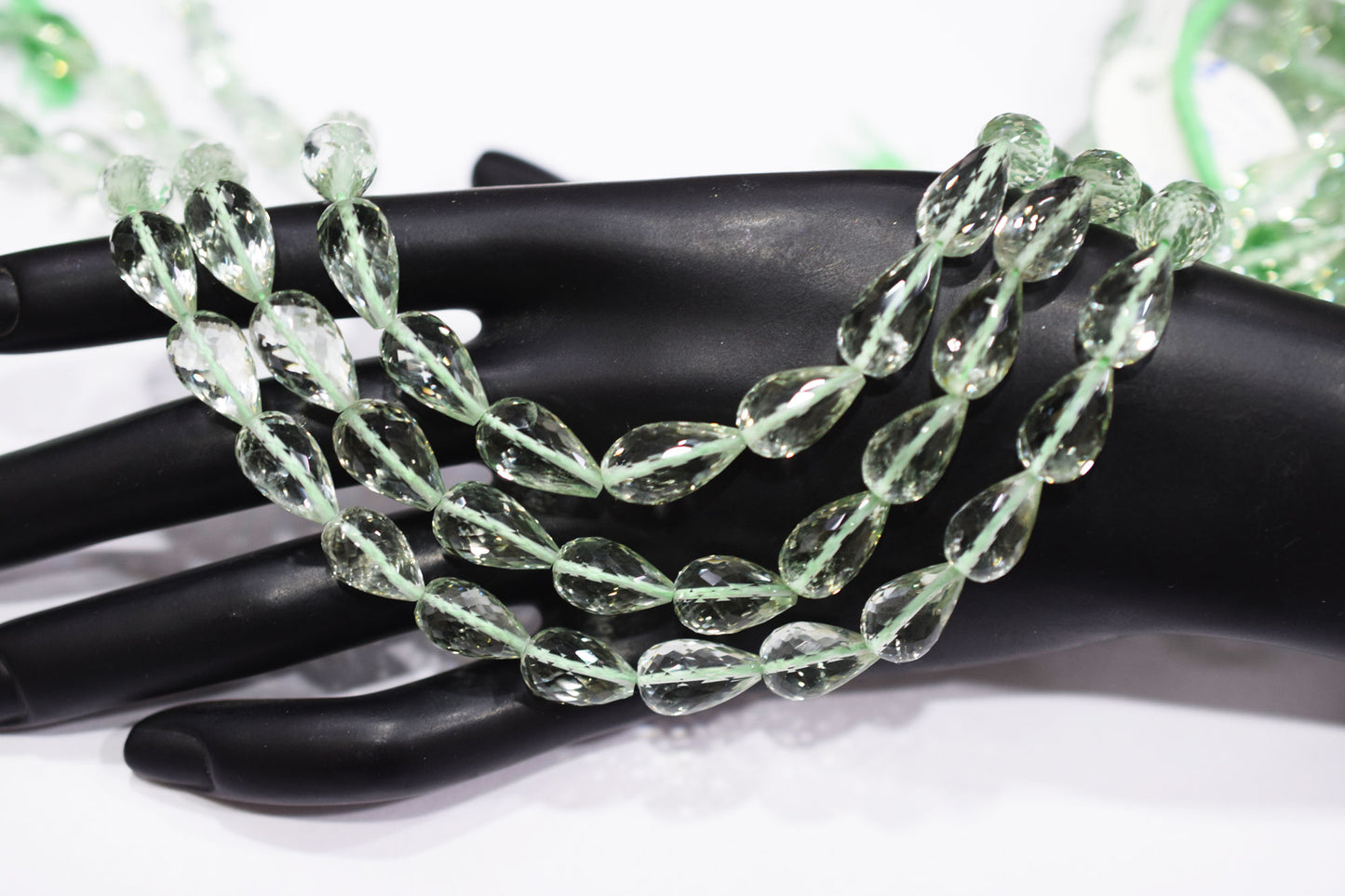 Natural Green Amethyst Straight Drill Tear Drops Shape Beads , Sold By Strand , 8x12 - 8.50x14 mm ,15" , 19853
