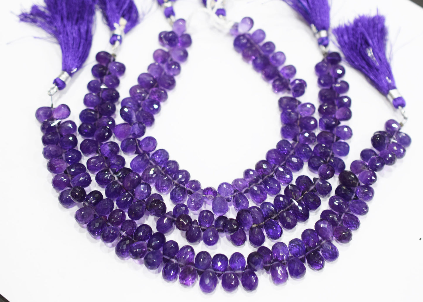 Natural Amethyst Side Drill Tear Drops Shape Beads , Sold By Strand , 6x8.50 - 6.50x10 mm , 8" , 19856