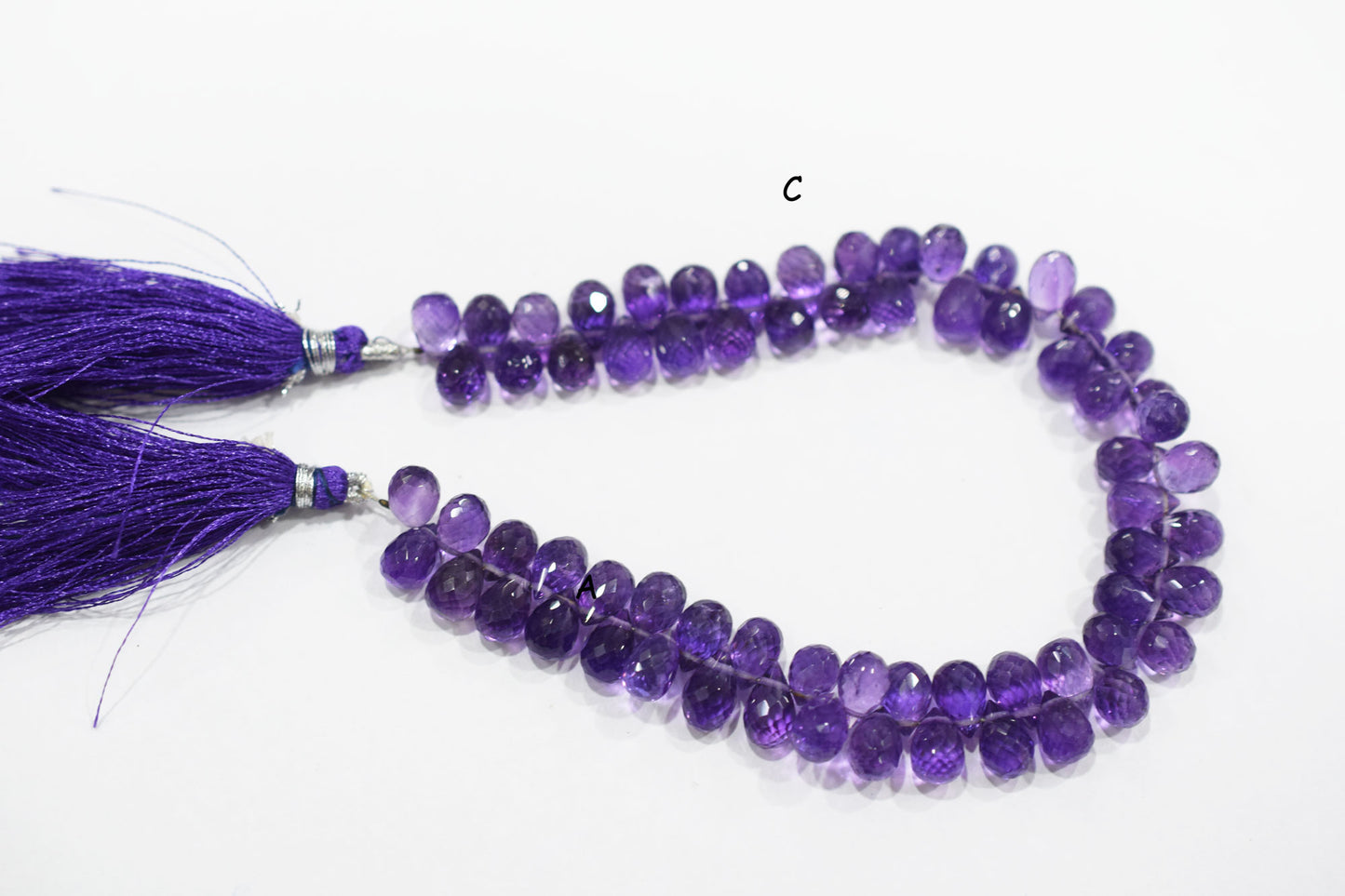 Natural Amethyst Side Drill Tear Drops Shape Beads , Sold By Strand , 5x6.50 - 7x12 mm , 8" , 19857