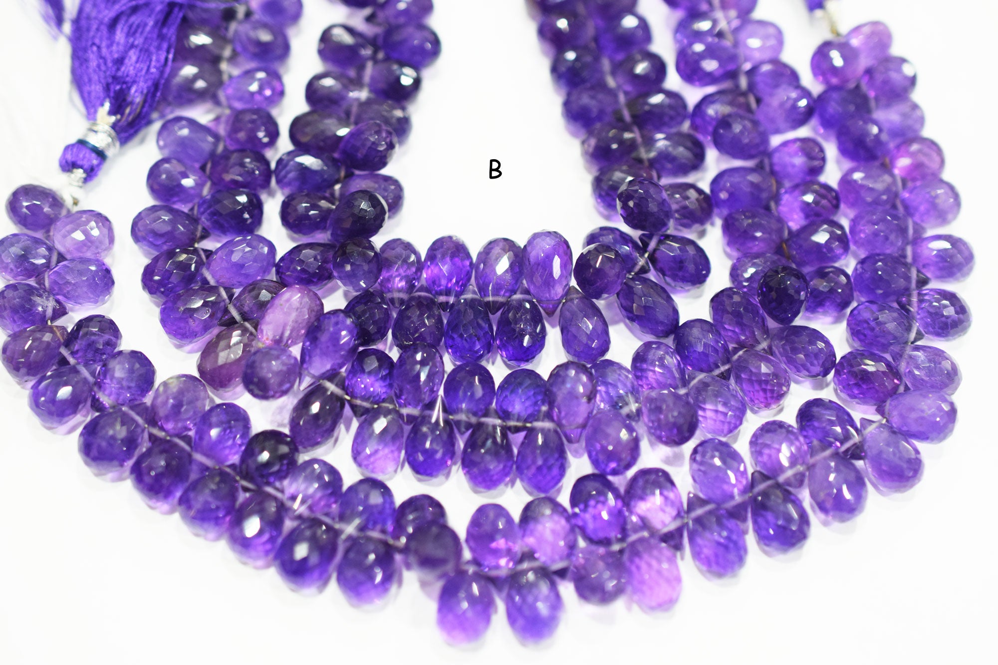 Natural Amethyst Side Drill Tear Drops Shape Beads , Sold By Strand , 5x6.50 - 7x12 mm , 8" , 19857