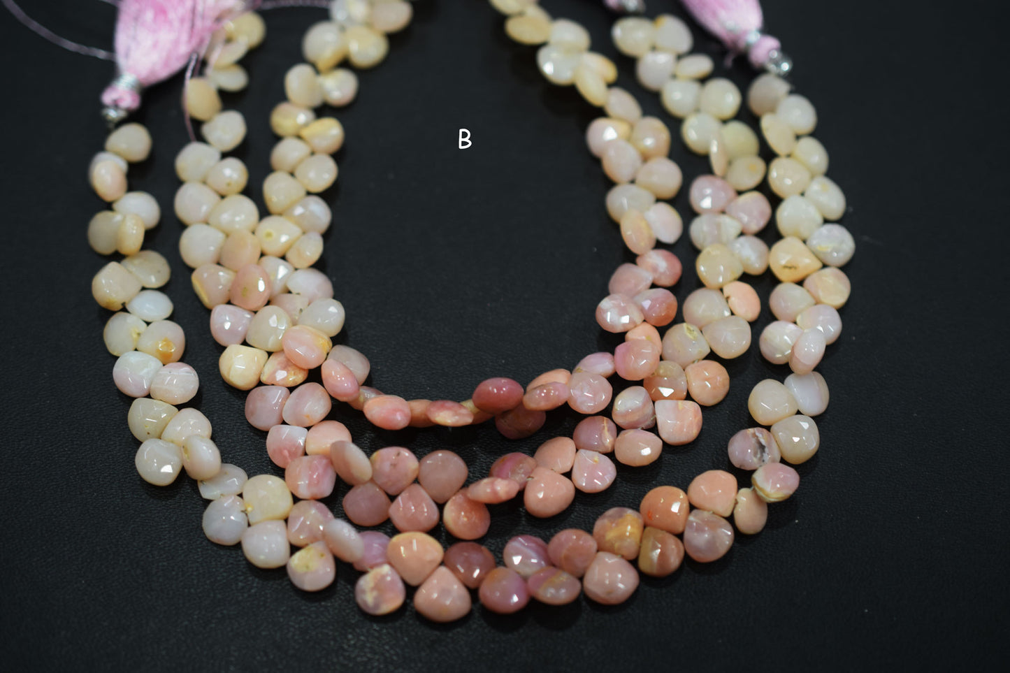 Natural Pink Opal Faceted Heart Shape Beads , Sold By Strand , 6.50x6.50 - 8x8 mm , 8" , 19862