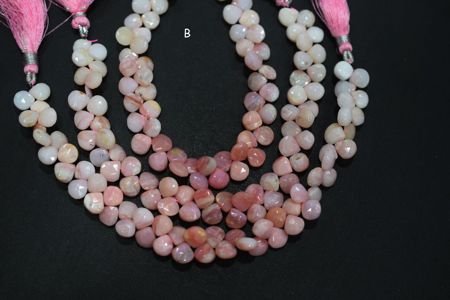 Natural Pink Opal Faceted Heart Shape Beads , Sold By Strand , 8x8 - 10x10 mm , 8" , 19863