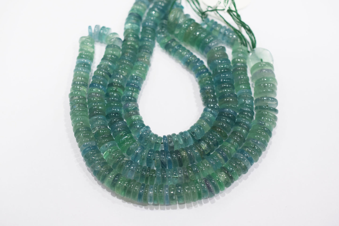 Natural Green Fluorite Smooth Heishi Tyre Shape Beads , Sold By Strand , 6.50 - 15 mm , 16" ,  19866