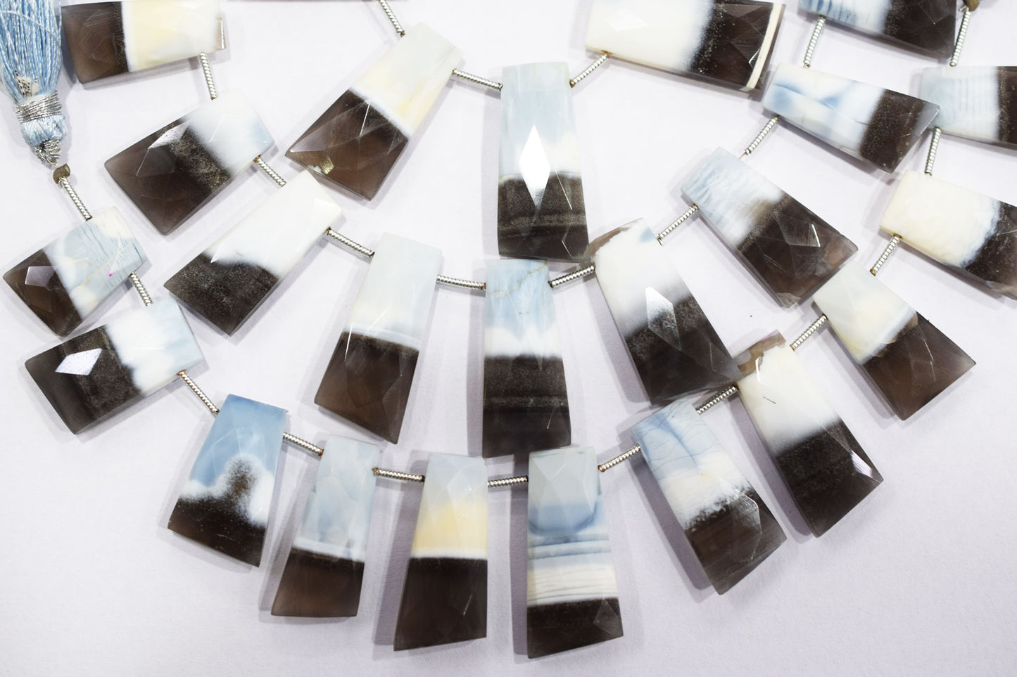 11 Pieces in a Strand Boulder Lace Opal Tapered Baguette Shape Beads ,  11x18 - 12x27 mm, 19908