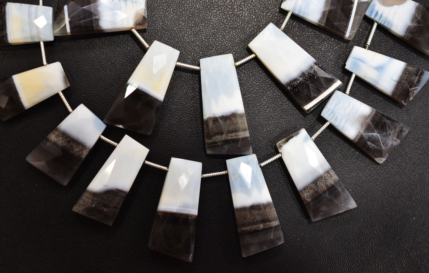 11 Pieces in a Strand Boulder Lace Opal Tapered Baguette Shape Beads ,  11x18 - 12x27 mm, 19908