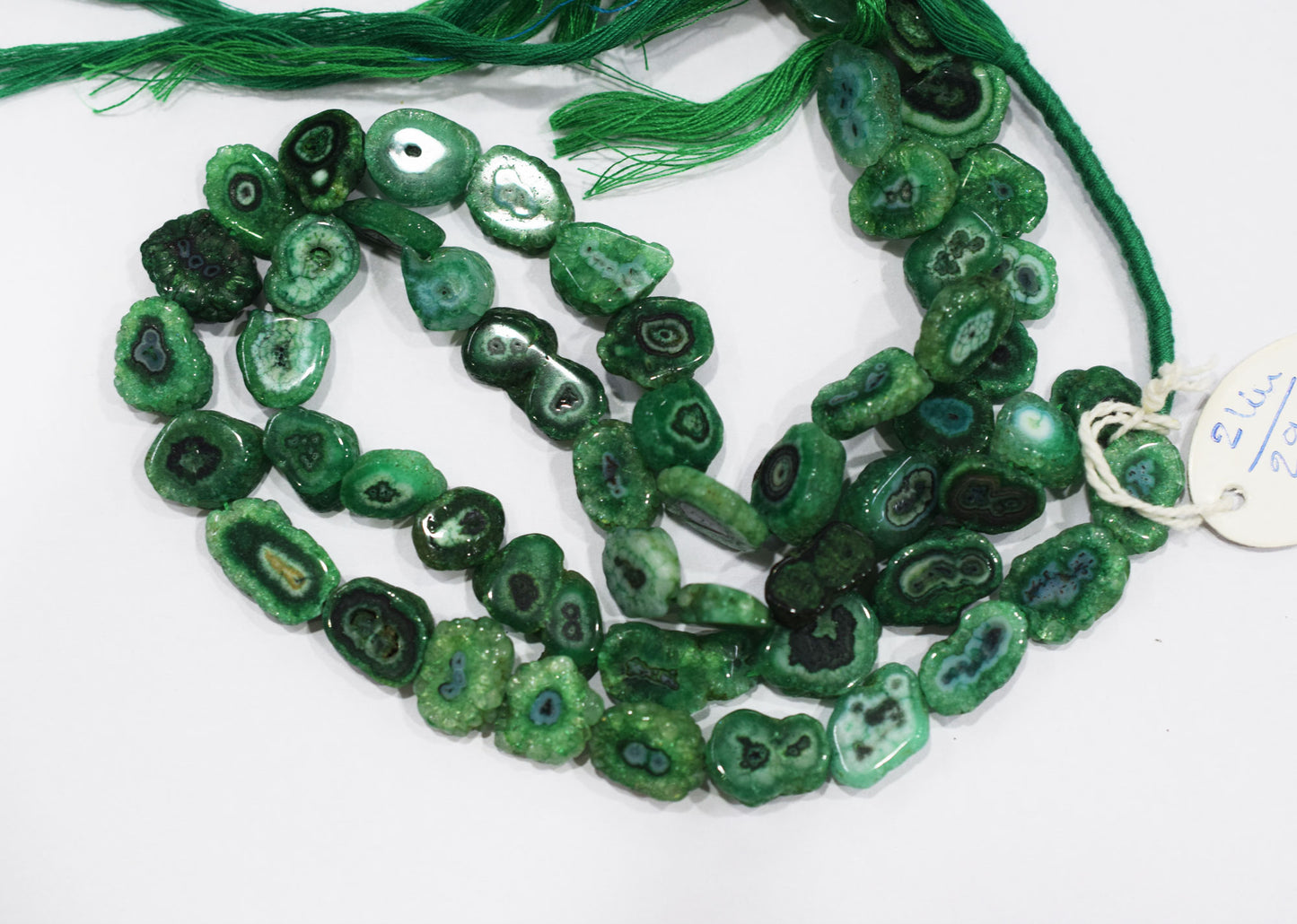 Green Color Druzy Nuggets Shape Beads , Sold By Strand , 8x12 - 13x15 mm , 13" , 19919