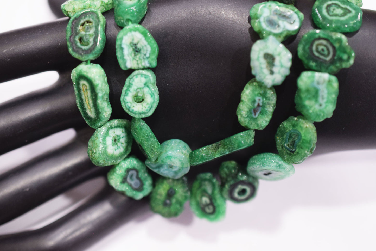 Green Color Druzy Nuggets Shape Beads , Sold By Strand , 8x12 - 13x15 mm , 13" , 19919