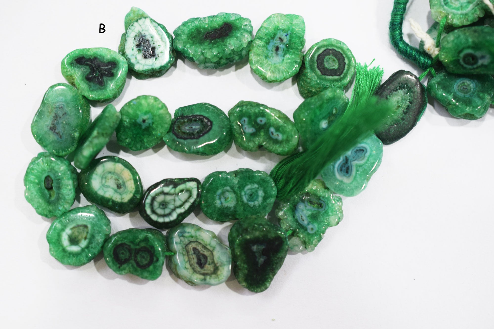 Green Color Druzy Nuggets Shape Beads , Sold By Strand , 12x14 - 21x22 mm , 13" ,  19920