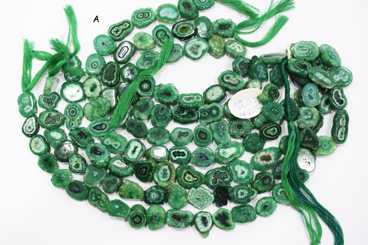 Green Color Druzy Nuggets Shape Beads , Sold By Strand , 12x14 - 21x22 mm , 13" , 19920