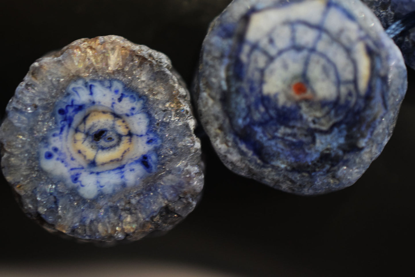 Iolite Color Druzy Nuggets Shape Beads  , Sold By Strand , 11x13 - 12x17 mm , 13" ,  19923