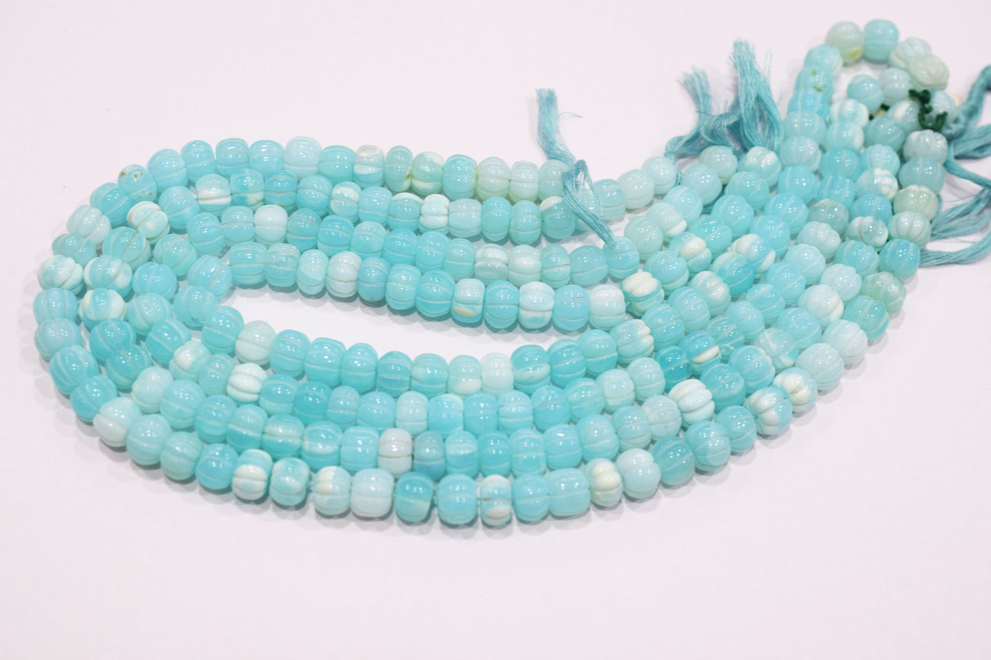 Blue Opal Carved Melon Shape Beads , Sold By Strand , 9 - 11 mm, 16 inches , 20186