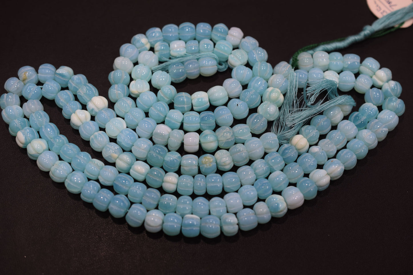 Blue Opal Carved Melon Shape Beads , Sold By Strand , 9 - 11 mm, 16 inches , 20186