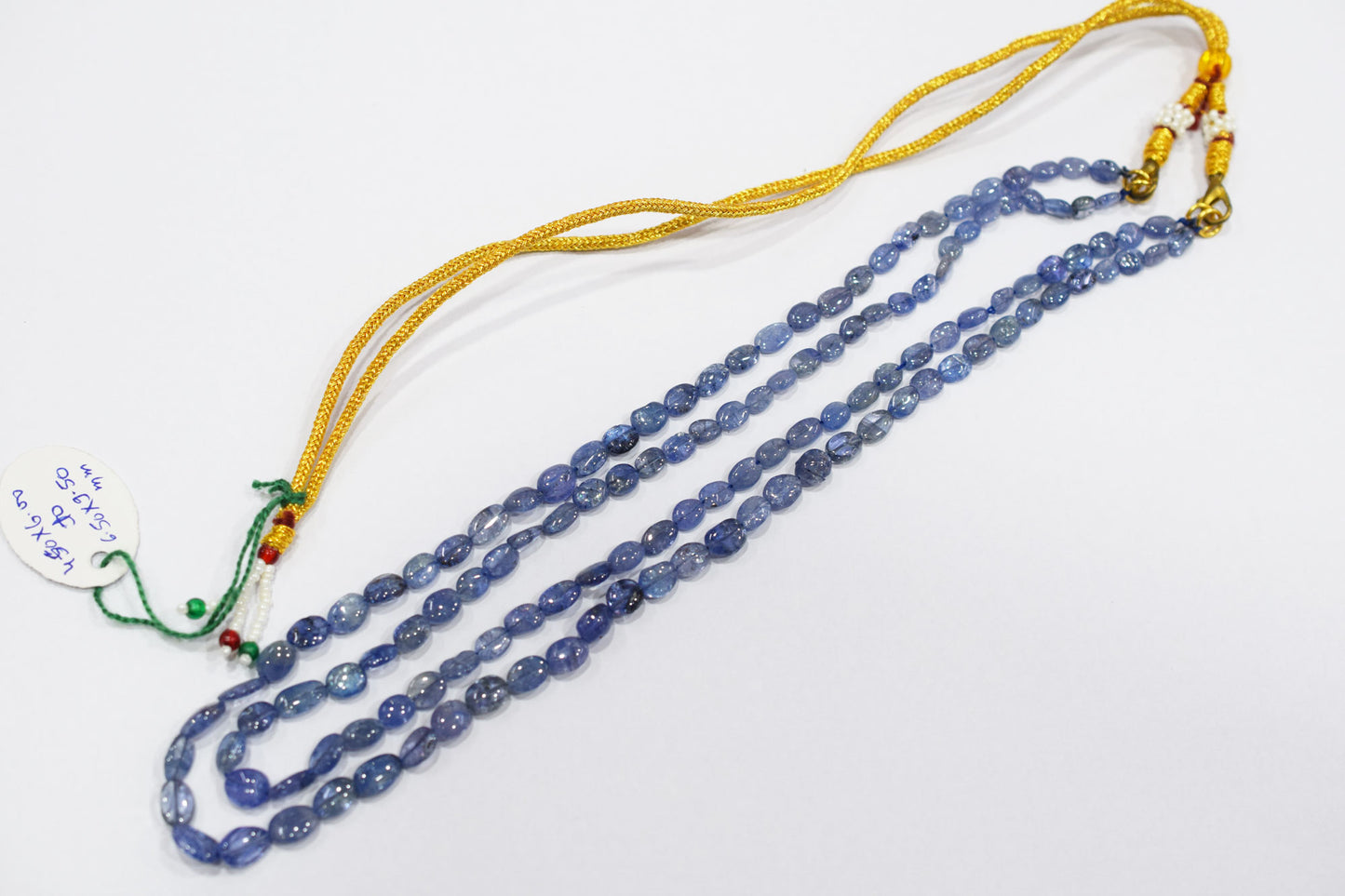 2 Lines Tanzanite Smooth Nuggets Shape Necklace , 2 Line Necklace 16 - 18 Inches Long With Adjustable Tussle , 4x5 - 6x10 mm , 20193