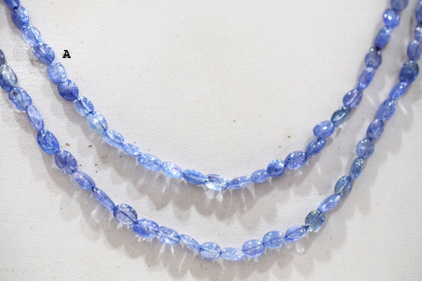 2 Lines Tanzanite Smooth Nuggets Shape Necklace , 2 Line Necklace 16 - 18 Inches Long With Adjustable Tussle , 4x5 - 6x9 mm , 20194