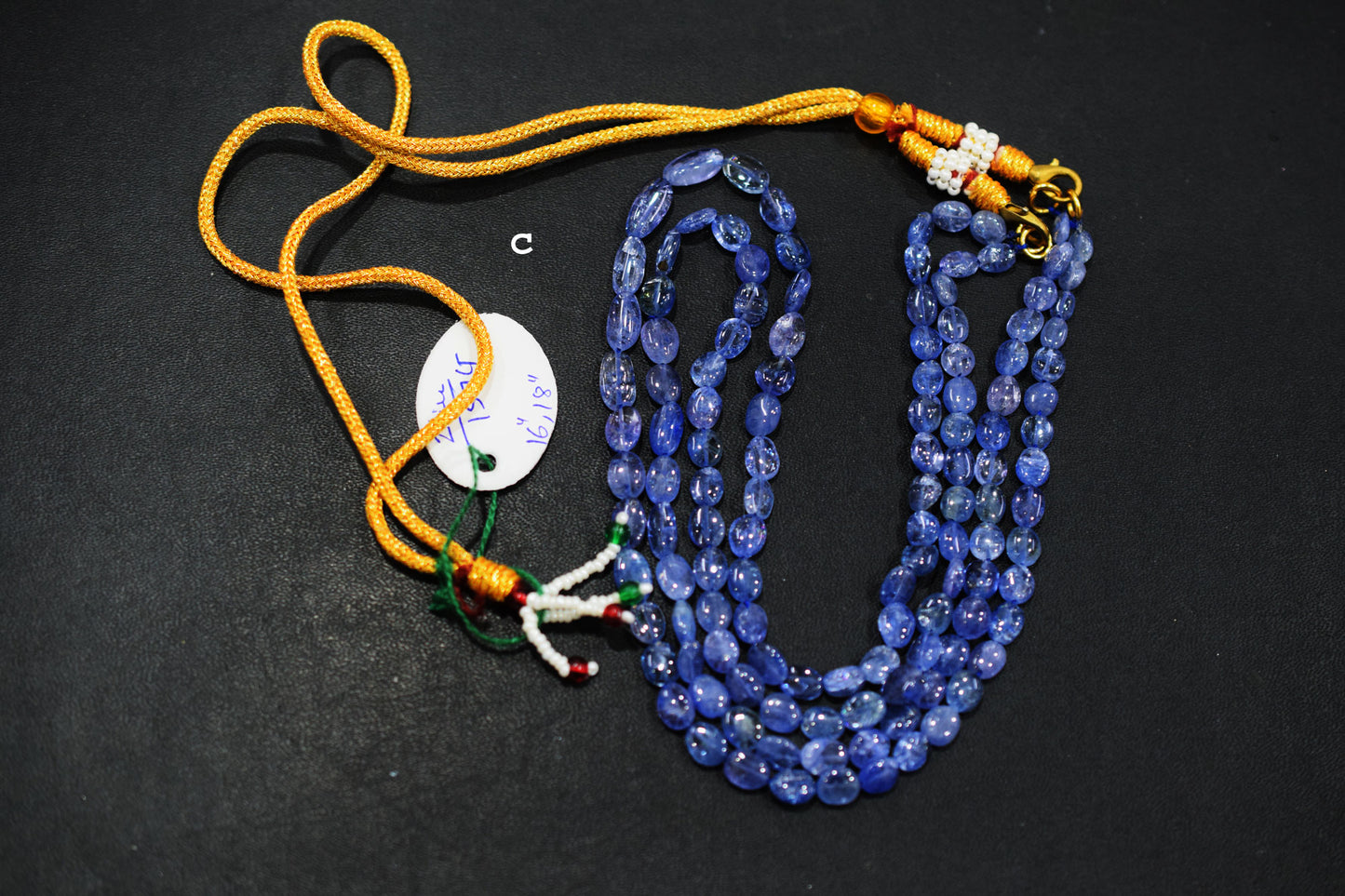 2 Lines Tanzanite Smooth Nuggets Shape Necklace , 2 Line Necklace 16 - 18 Inches Long With Adjustable Tussle , 4x5 - 6x9 mm , 20194