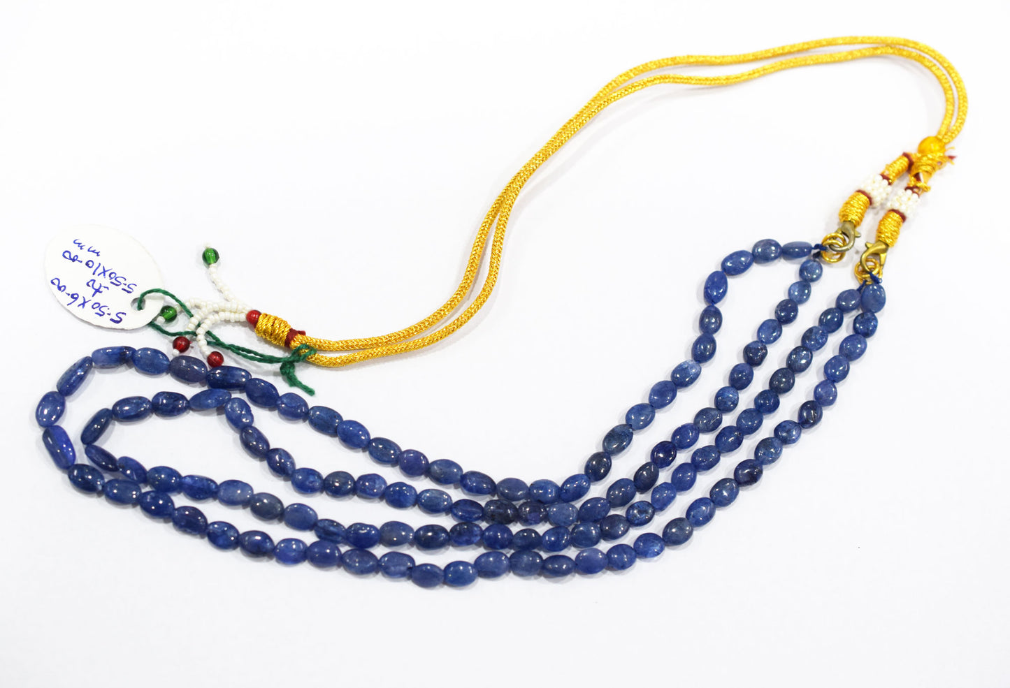 2 Lines Tanzanite Smooth Nuggets Shape Necklace , 2 Line Necklace 16 - 18 Inches Long With Adjustable Tussle , 4x5.5 - 6x8.5 mm , 20196