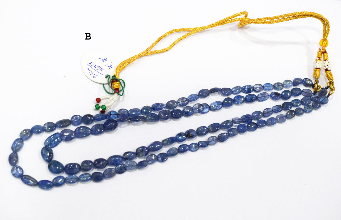 2 Lines Tanzanite Smooth Nuggets Shape Necklace , 2 Line Necklace 16 - 18 Inches Long With Adjustable Tussle , 6x7.5 - 9x11 mm , 20198