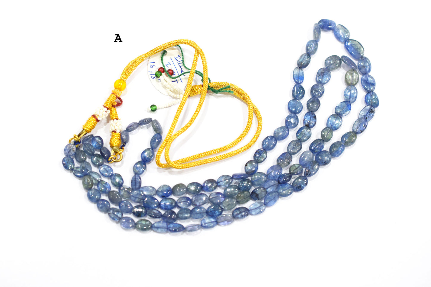 2 Lines Tanzanite Smooth Nuggets Shape Necklace , 2 Line Necklace 16 - 18 Inches Long With Adjustable Tussle , 6x7.5 - 9x11 mm , 20198